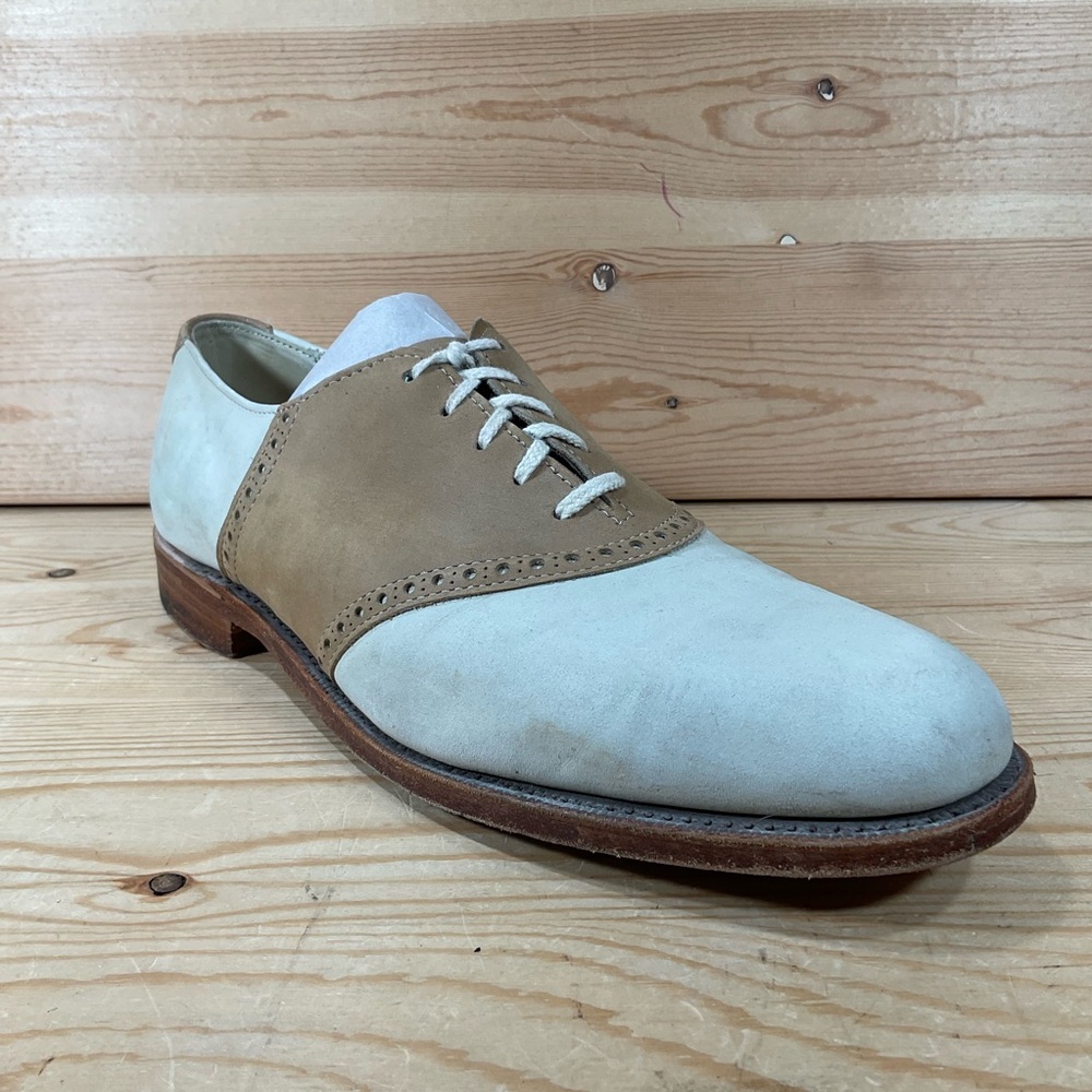 VTG Cole Haan Saddle Oxford Shoes Mens 10 D/B Beige Tan Newbuck Suede 2 Tone USA